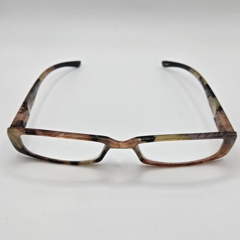 Womens Floral +2.00‎ Readers Glasses Transparent Frame Lightweight Fashion Brown